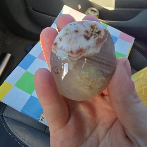 Flower Agate Crystal Palm Stone [G] - Picture 1 of 3